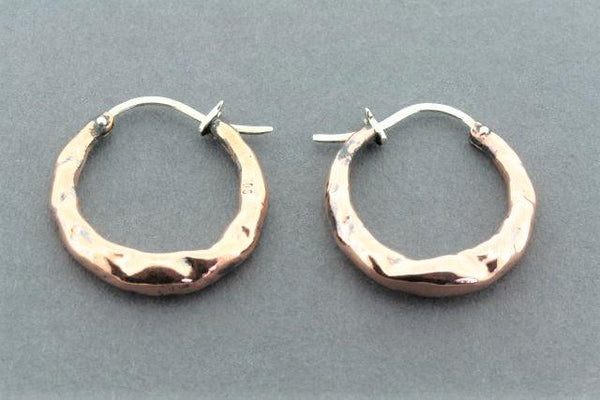 copper rustic hoops - sterling silver posts - Makers & Providers