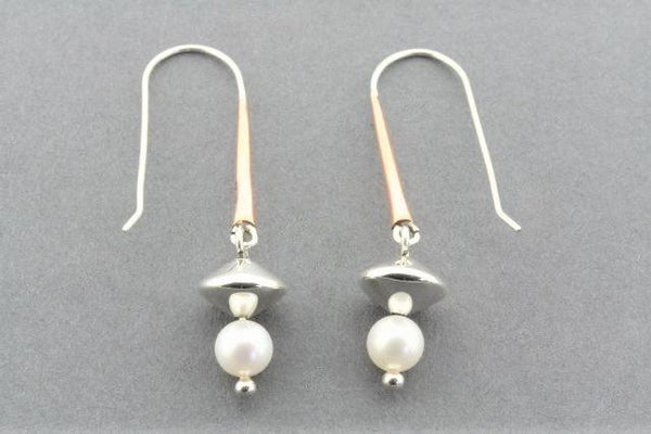 Masoor copper, silver & pearl drop earrings - Makers & Providers