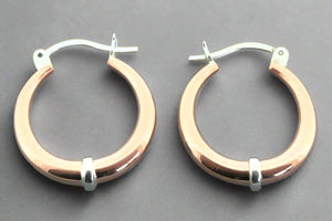 copper tubular hoop with silver band - Makers & Providers