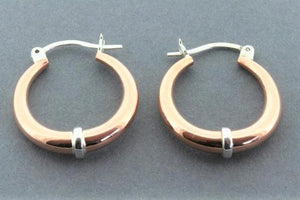 copper tubular hoop with silver band - Makers & Providers