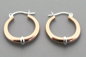 copper tubular hoop with silver band - Makers & Providers