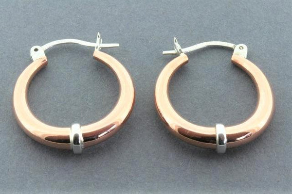 copper tubular hoop with silver band - Makers & Providers
