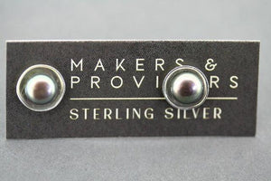 disc & pearl studs - oxidized silver - Makers & Providers