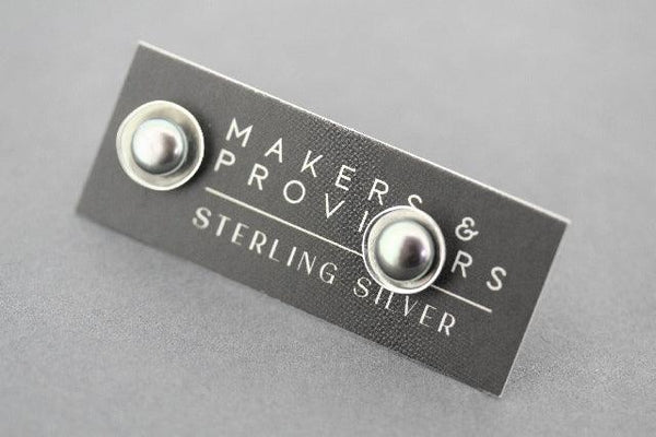 disc & pearl studs - oxidized silver