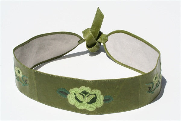 embroided belt - chartruse