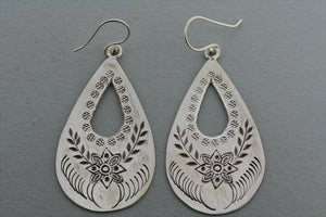 etched floral teardrop earring - Makers & Providers