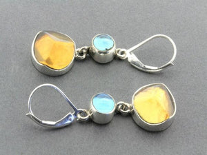 amber & topaz silver earrings