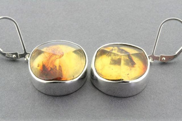 faceted amber circle earring - sterling silver - Makers & Providers