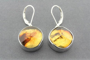 faceted amber circle earring - sterling silver - Makers & Providers