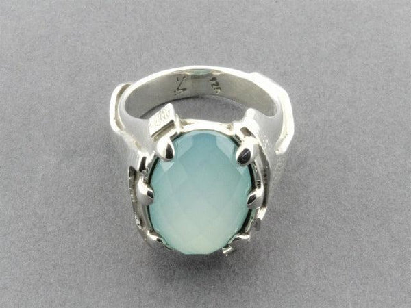 blue chalcedony silver ring