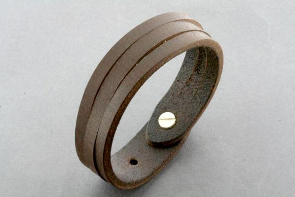 2 cut leather cuff - choc - Makers & Providers