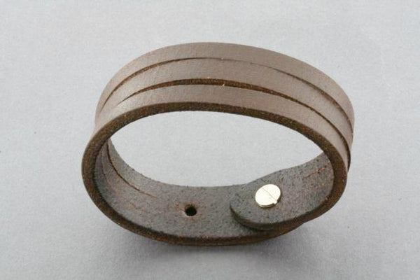 2 cut leather cuff - choc - Makers & Providers