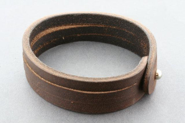 2 cut leather cuff - choc - Makers & Providers