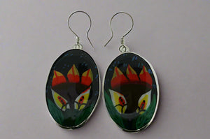 hand painted ceramic earring -flor - Makers & Providers