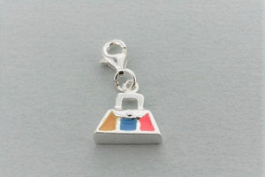 silver handbag charm with enamel detail