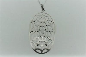 Intricate shield pendant on 90cm link chain - sterling silver - Makers & Providers