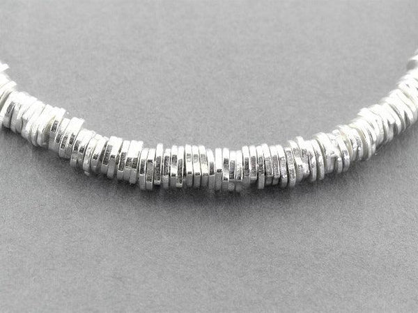 irregular disc bead stacked bangle - sterling silver