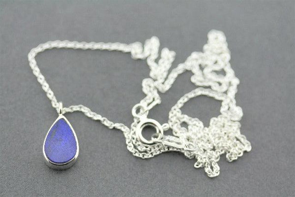 Lapis teardrop silver pendant necklace - Makers & Providers