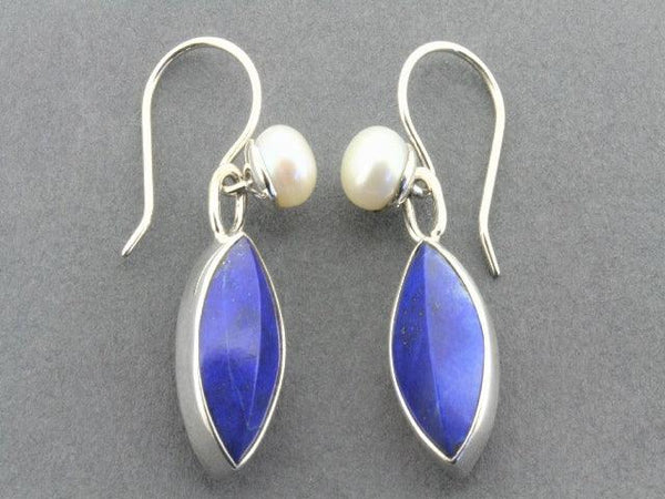 silver earring with lapis and pearl