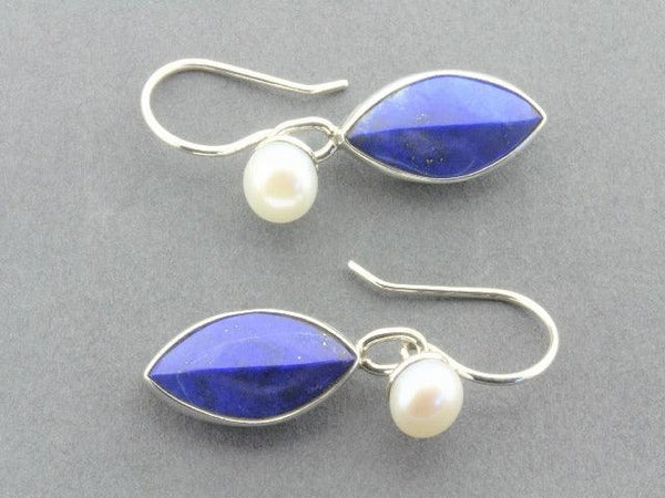 silver earring with lapis and pearl