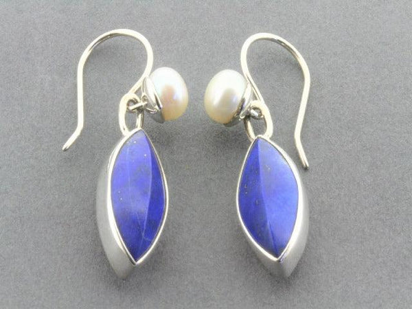 silver earring with lapis and pearl