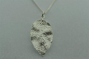 large textured leaf pendant on 60 cm link chain - Makers & Providers