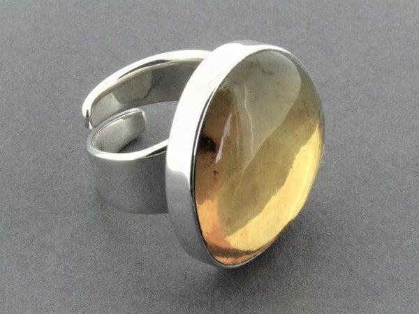 amber silver ring