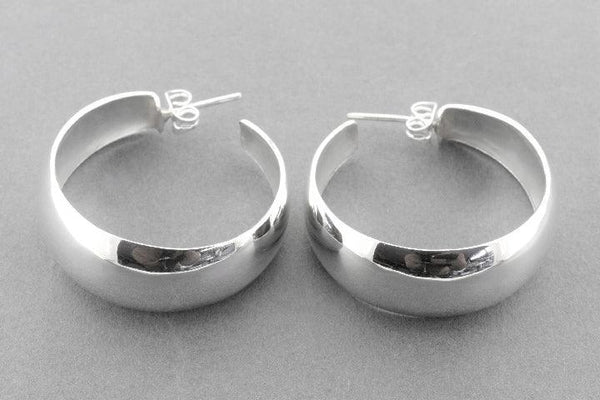 Large clean convex earring hoop stud - sterling silver