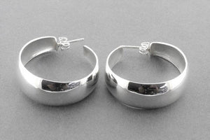 Large clean convex earring hoop stud - sterling silver - Makers & Providers