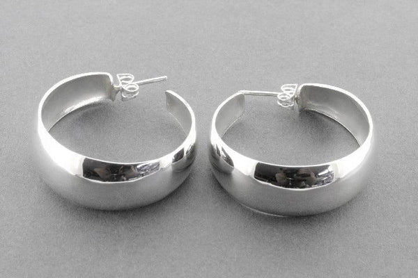 Large clean convex earring hoop stud - sterling silver - Makers & Providers