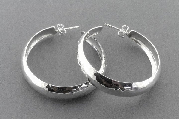 Large hammered convex earring hoop stud - sterling silver - Makers & Providers