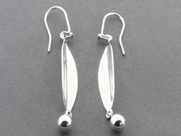 leaf and ball earring - silver