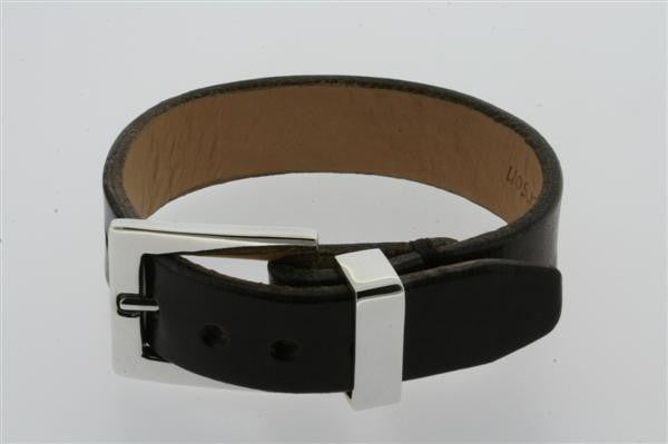 leather buckle bracelet - black - Makers & Providers