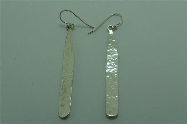 long battered drop earrings - sterling silver - Makers & Providers
