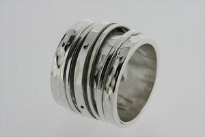 long battered multi spinner ring - sterling silver - Makers & Providers
