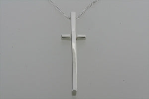 long narrow cross pendant on 55cm link chain - Makers & Providers