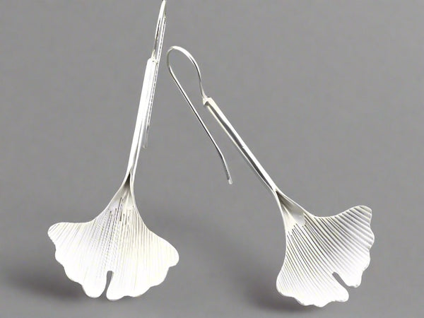 silver gingko leaf earring