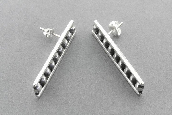 long rec and ball drop stud - sterling silver - Makers & Providers