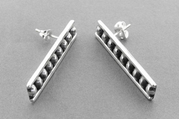 long rec and ball drop stud - sterling silver - Makers & Providers