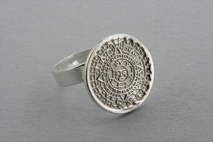 Mayan calendar ring - sterling silver - Makers & Providers