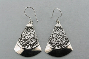 Mayan calendar wedge earring - sterling silver - Makers & Providers