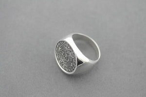 Mayan calendar signet ring - sterling silver - Makers & Providers