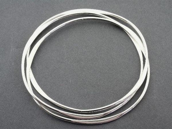 3 x interlinked flattened bangle - oval - sterling silver