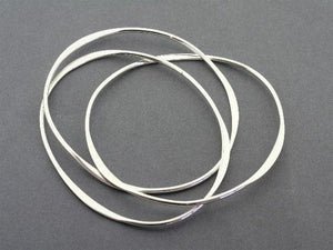 3 x interlinked flattened bangle - oval - sterling silver - Makers & Providers