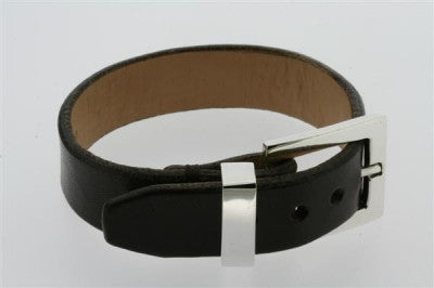 leather buckle bracelet - black - Makers & Providers