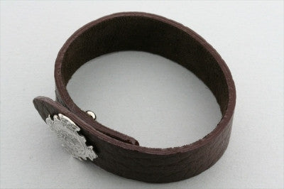 coin cross button leather cuff - Makers & Providers