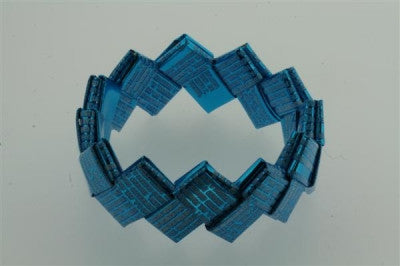 recycled bracelet - small - blue text - Makers & Providers