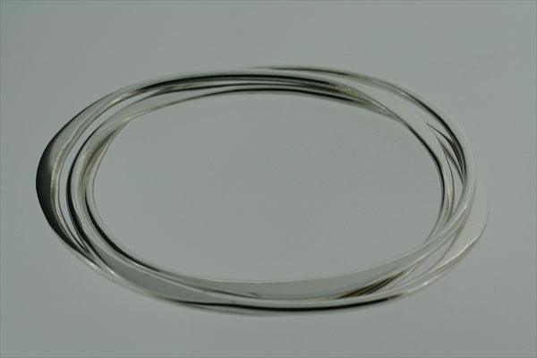 3 interlinked flattened oval bangle - sterling silver - Makers & Providers