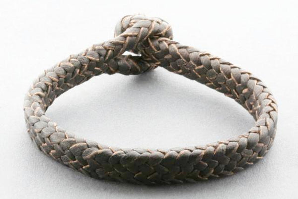 plaited leather bracelet - choc - medium - Makers & Providers