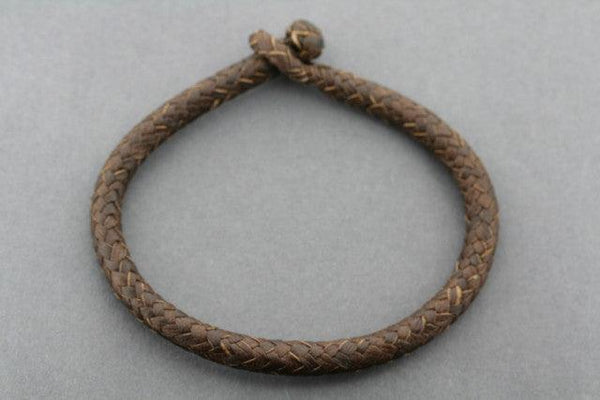plaited leather bracelet - tubular - choc - Makers & Providers